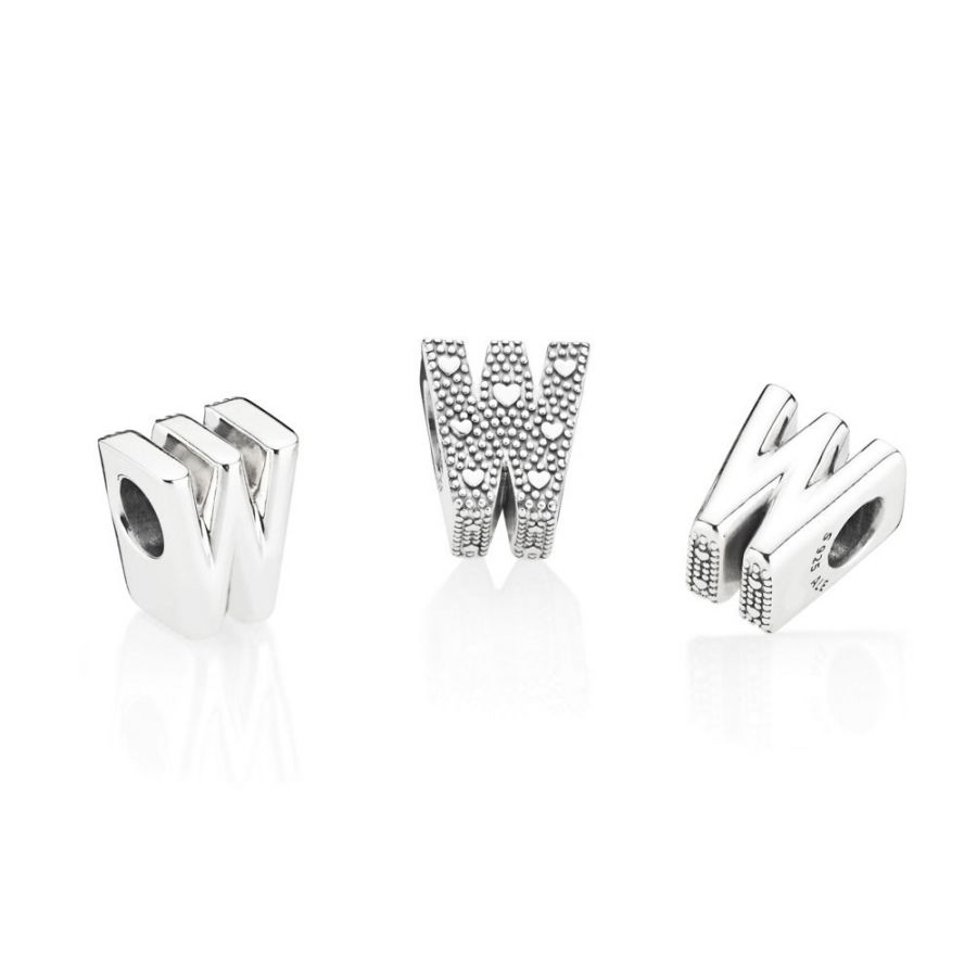 Charm Buchstabe Letter W Silber