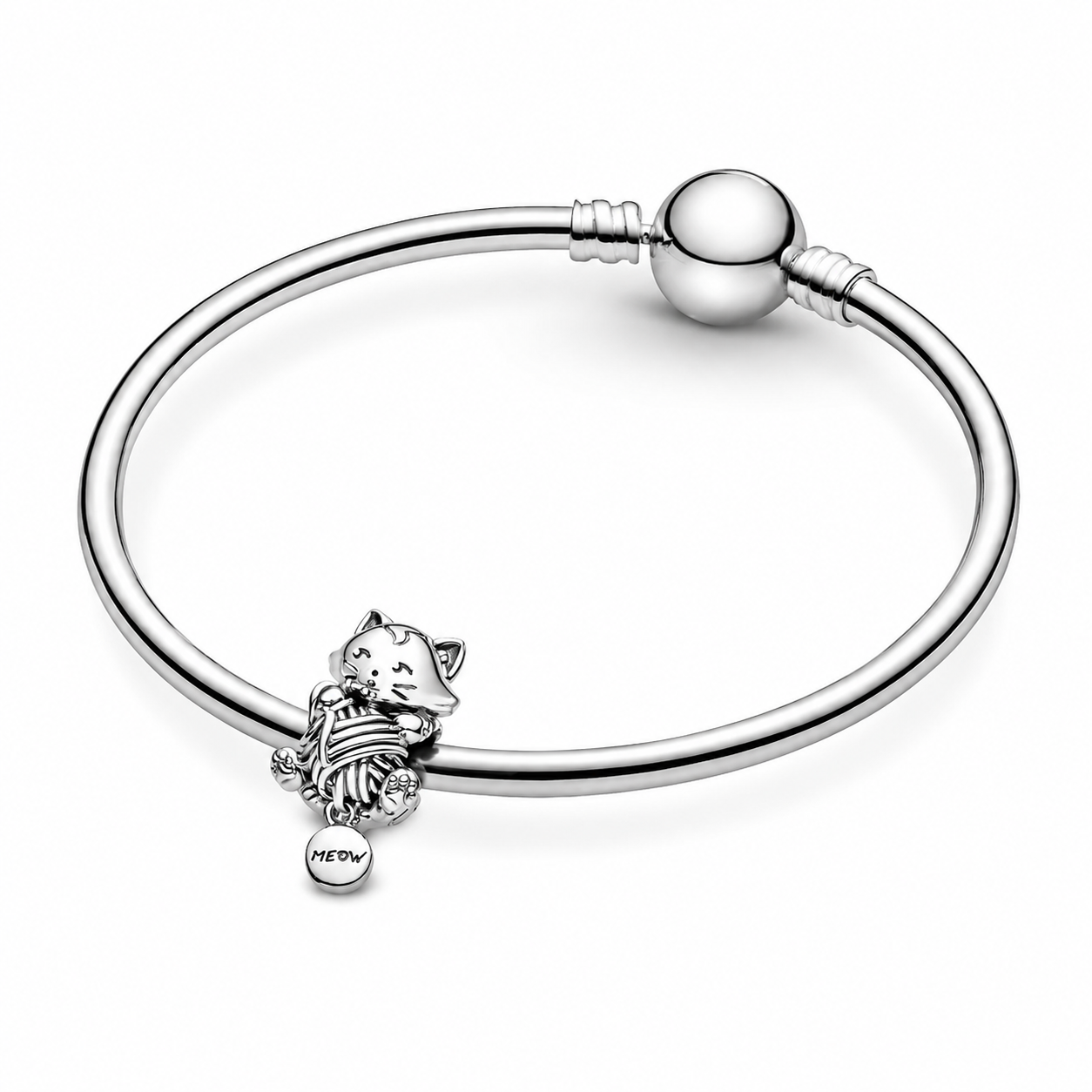 Charm Kätzchen und Garnknäuel Sterling-Silber
