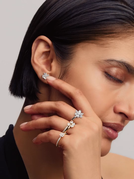 Herbarium Funkelnde Blume Cocktail-Ring Sterling-Silber