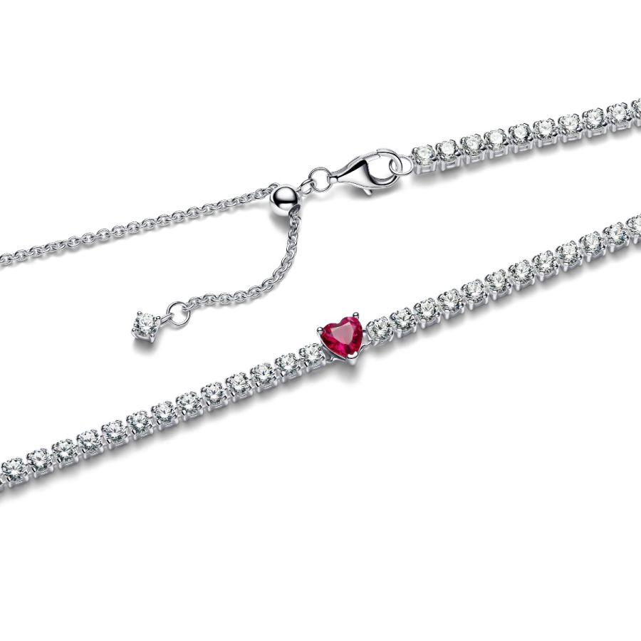 Halskette Choker Strahlenkranz Rotes Herz Silber cm