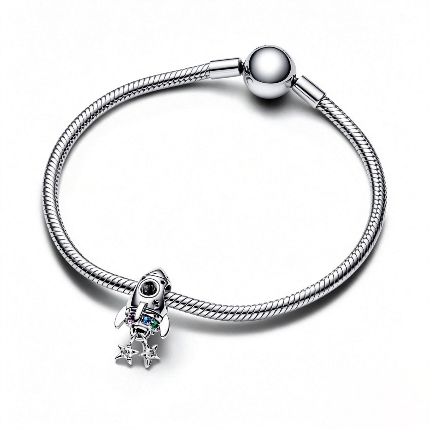 Charm Weltraumliebe Rakete Kristalle Sterling-Silber