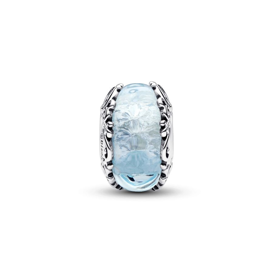Charm Cinderella Murano-Glas Blau Silber