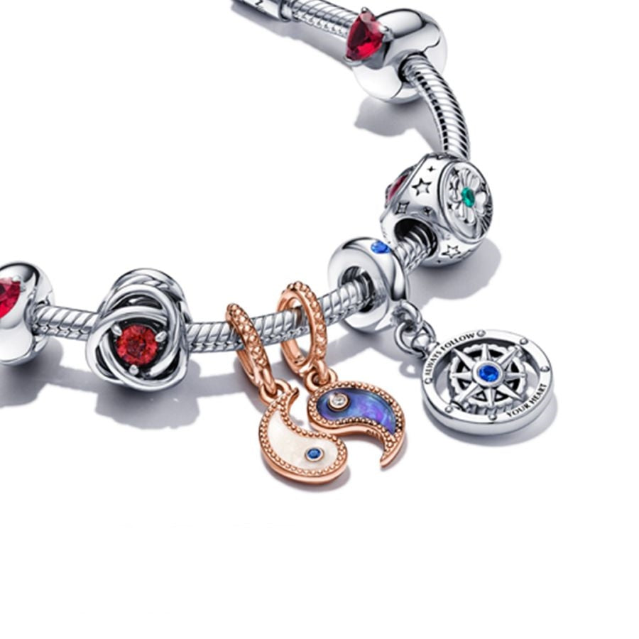 Charm Lilafarbenes Gänseblümchen Sterling-Silber