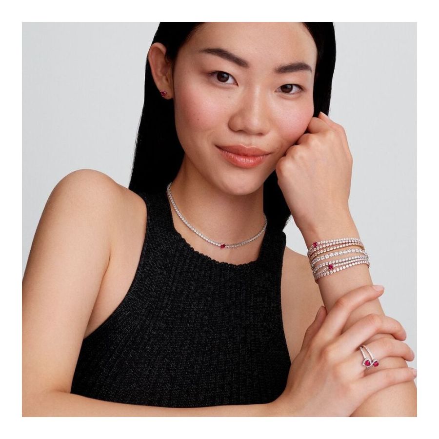 Halskette Choker Strahlenkranz Rotes Herz Silber cm