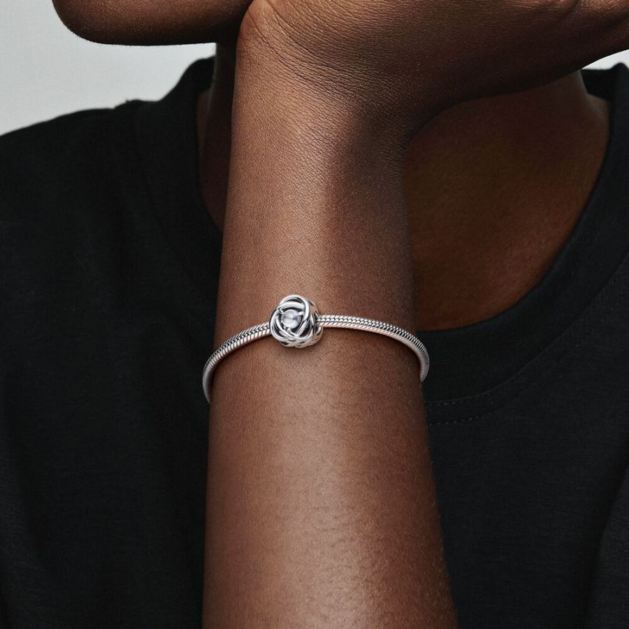 Charm April Geburtsstein Klarer Ewigkeitskreis Silber