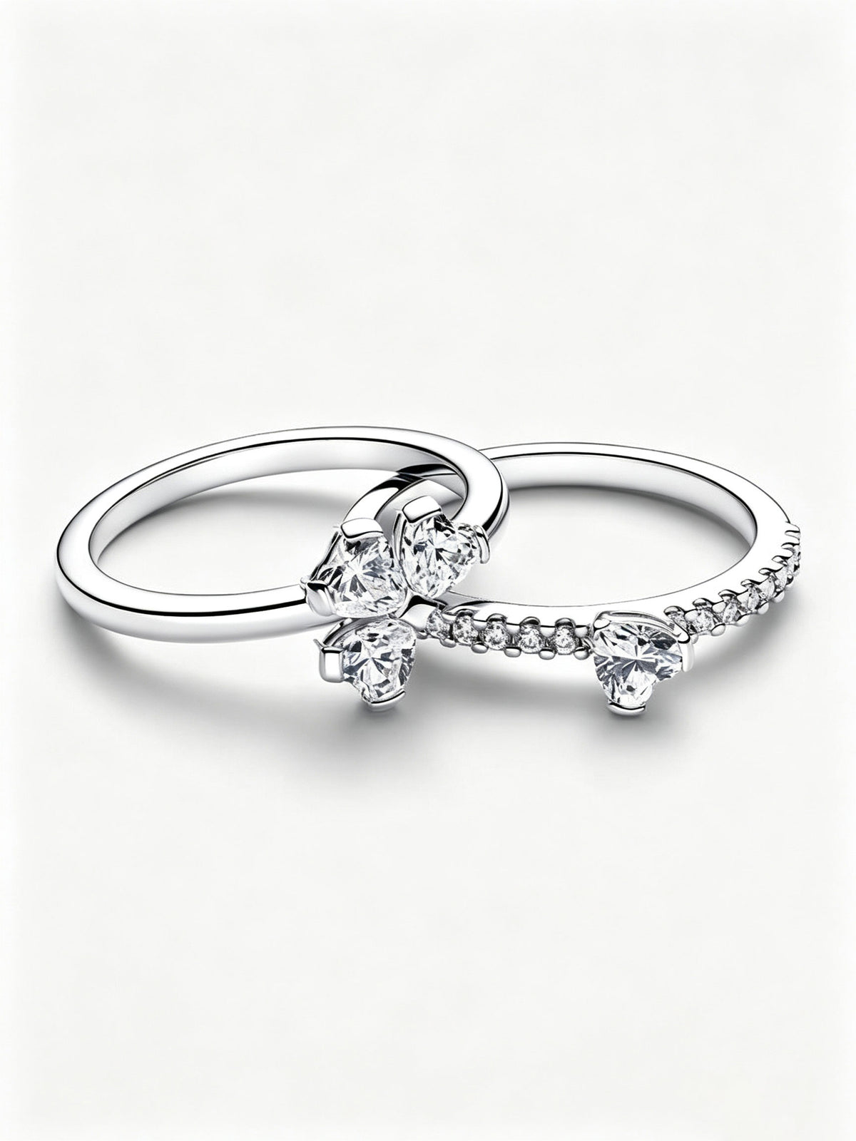 Funkelndes Glückskleeblatt Teilbarer Ring Sterling-Silber