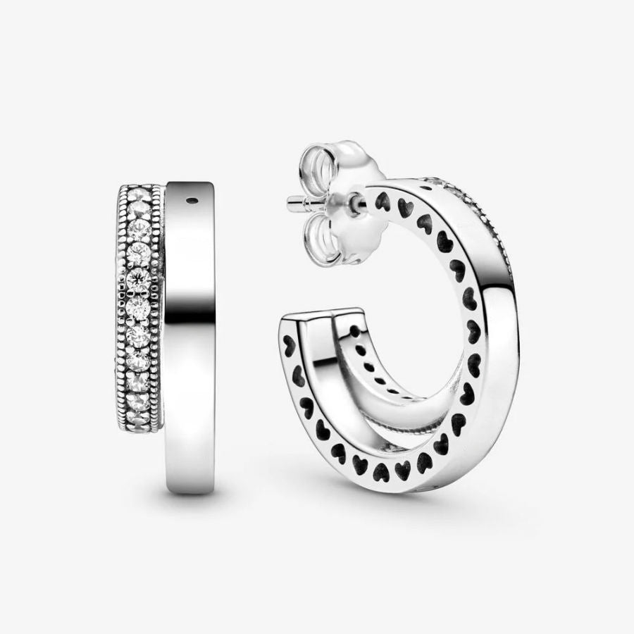 Ohrringe Pavé Doppelt Sterling-Silber Hauptbild