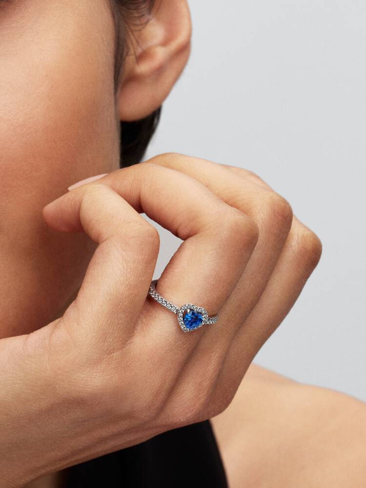 Erhabenes Prinzessinnenblaues Herz Ring Sterling-Silber