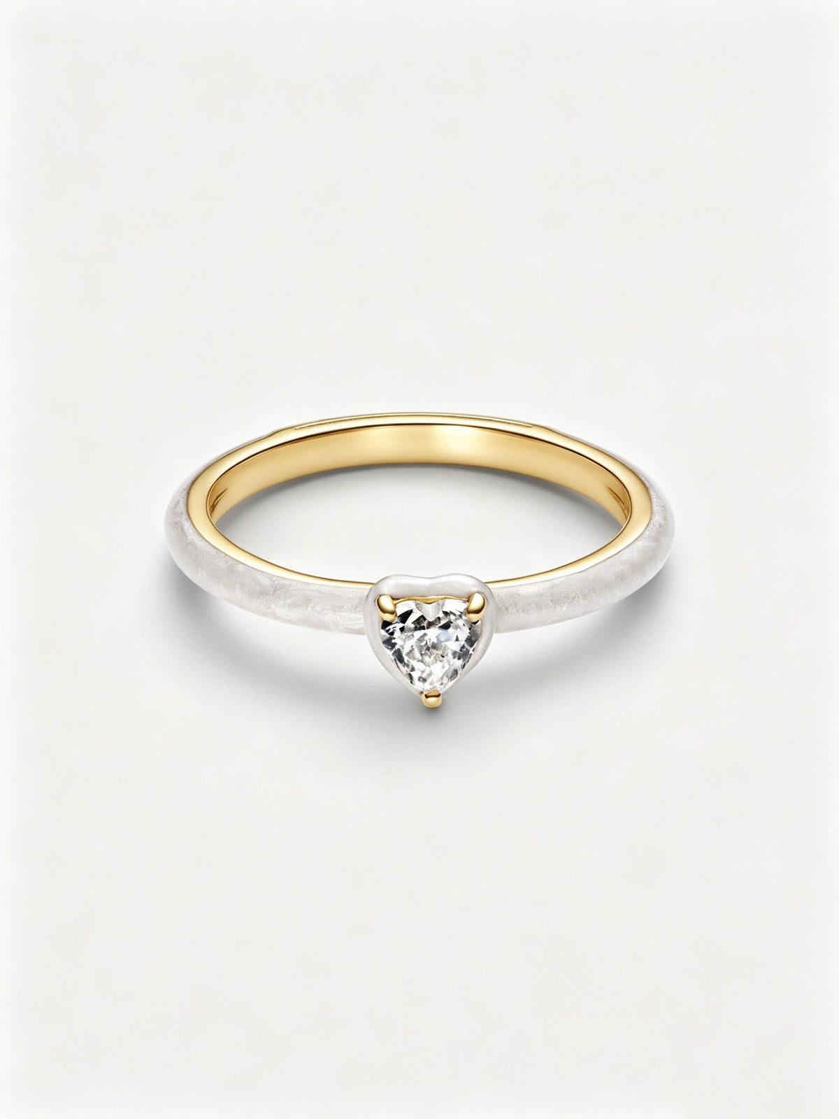 Weißes Chakra Herz Ring 14 Karat Vergoldung