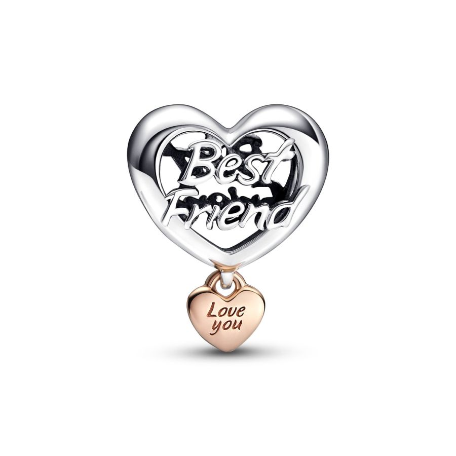 Charm Herz Love Best Friend Sterling-Silber 14k Rosé Vergoldet Hauptbild