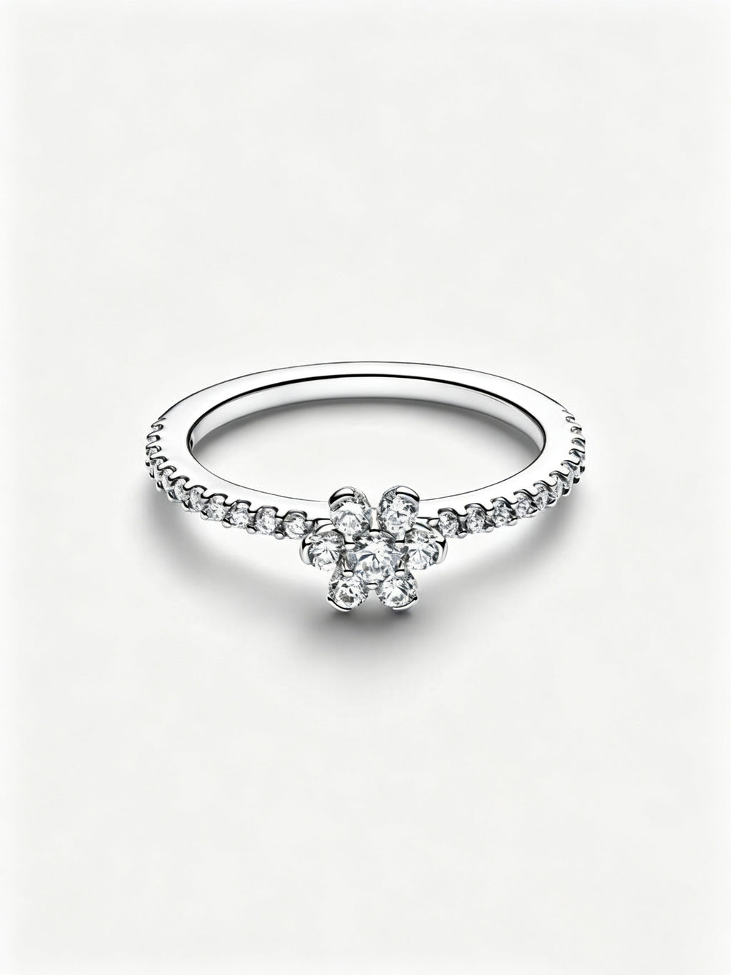 Funkelnde Blume Ring Sterling-Silber