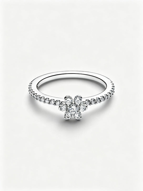 Funkelnde Blume Ring Sterling-Silber
