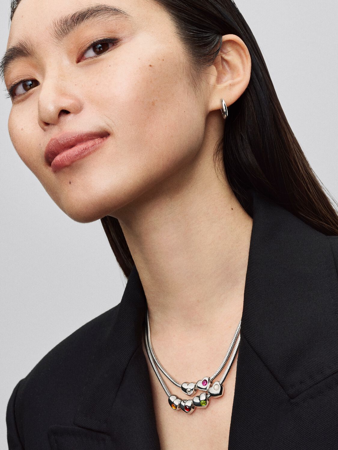 Gravierbares Herz Charm mit Klarem Stein Sterling-Silber