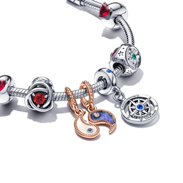 Charm-Anhänger Katzen und Herz Sterling-Silber