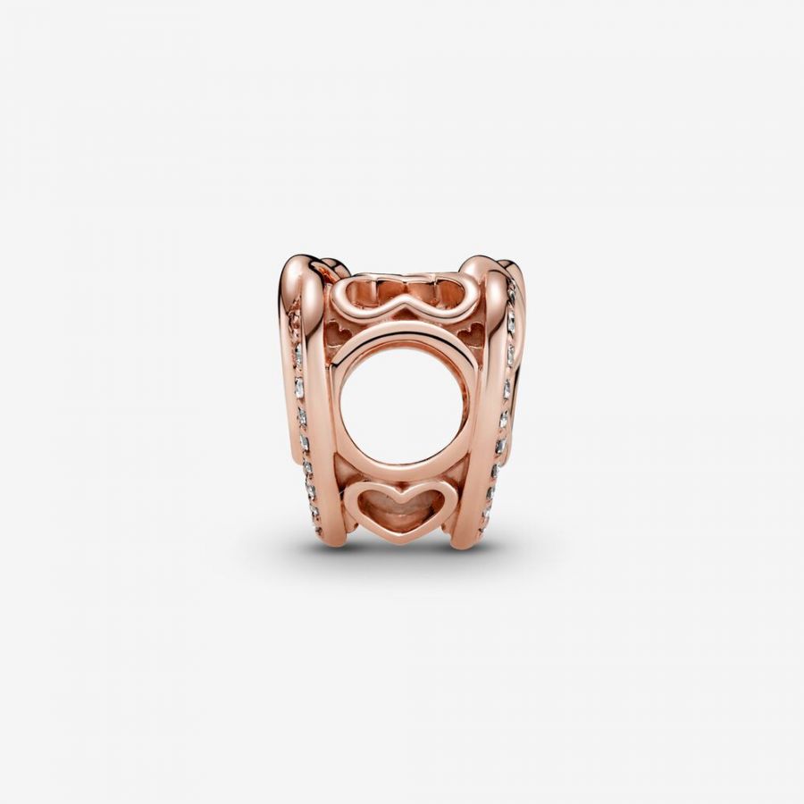 Rose Charm Funkelnde Verschlungene Herzen