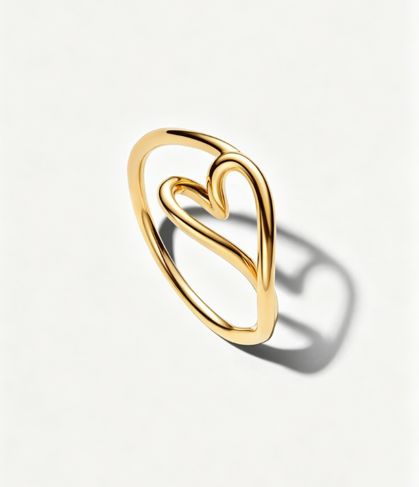 Organisch Geformtes Herz Kleiner Ring 14 Karat Vergoldung Hauptbild