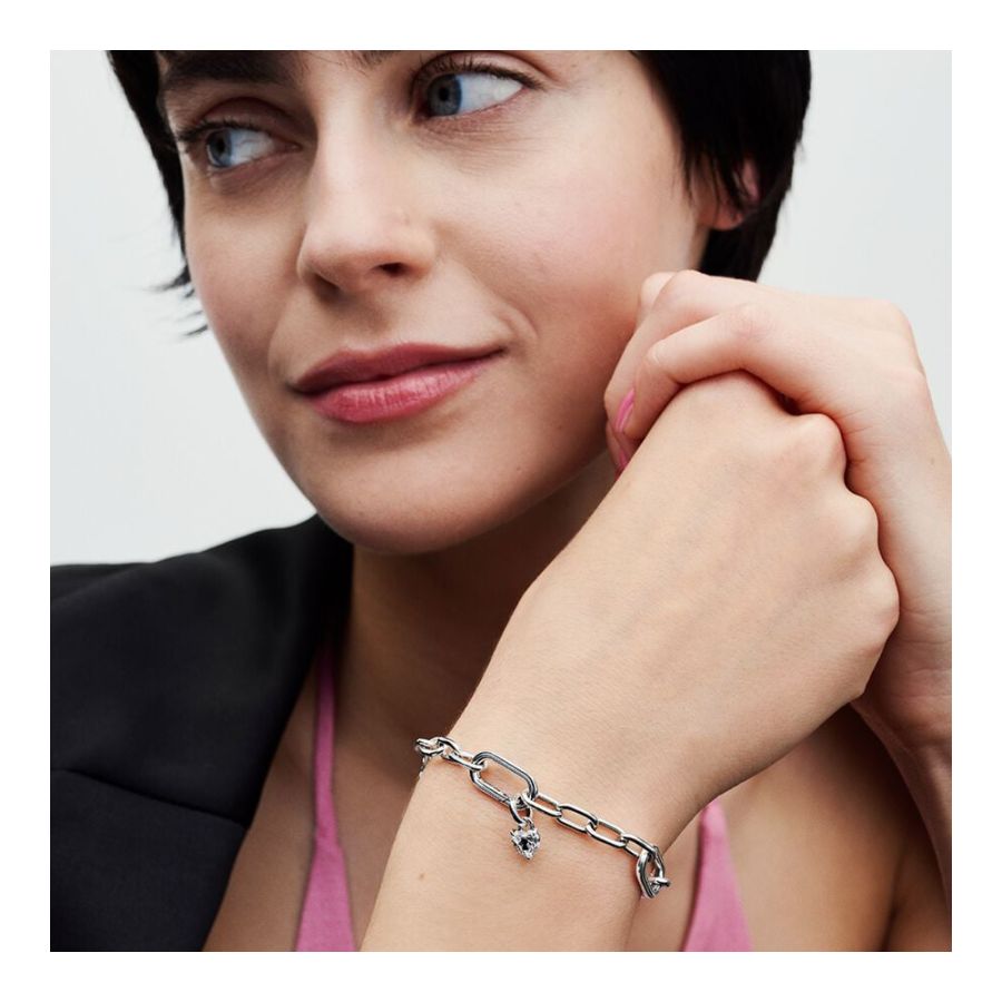 Mini-Charm-Anhänger Schlüsselloch Herz Zirkonia Silber
