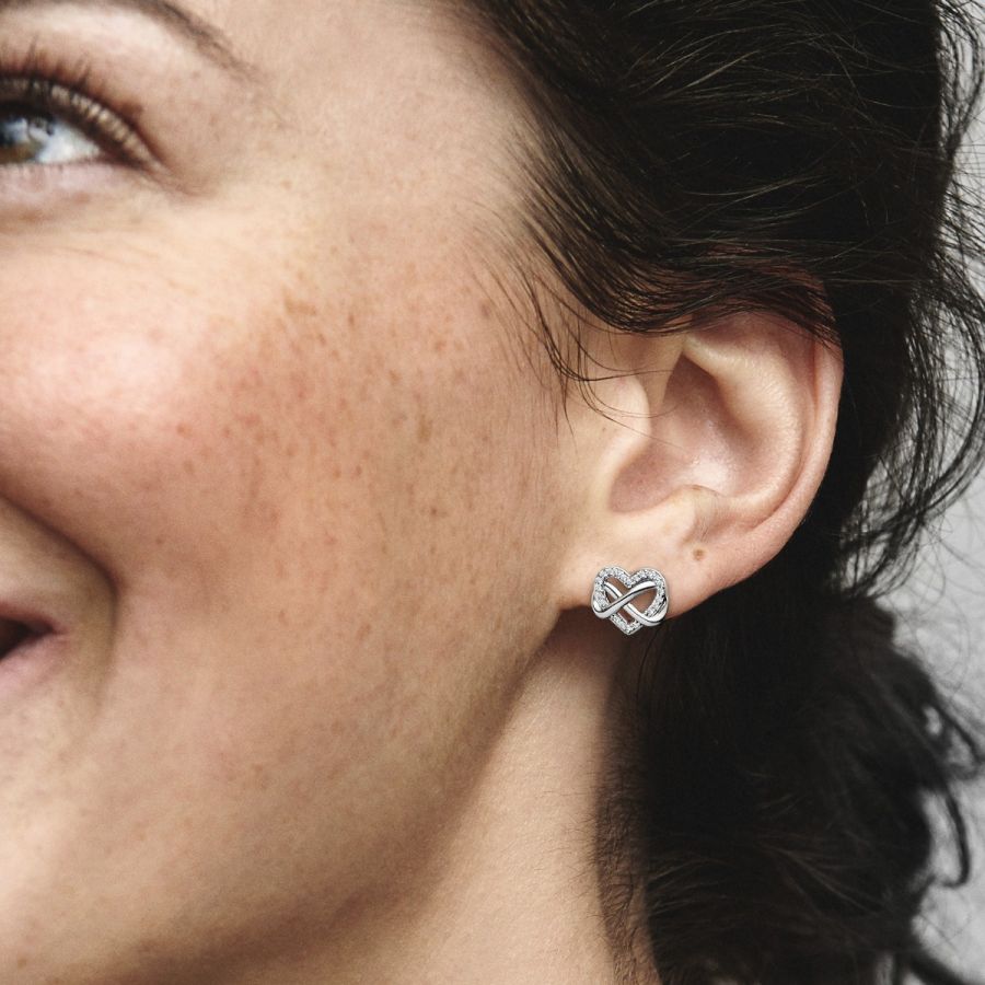 Ohrstecker Funkelnde Unendlichkeits-Herz Zirkonia Silber