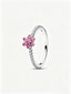 Funkelnde Rosa Blume Ring Sterling-Silber