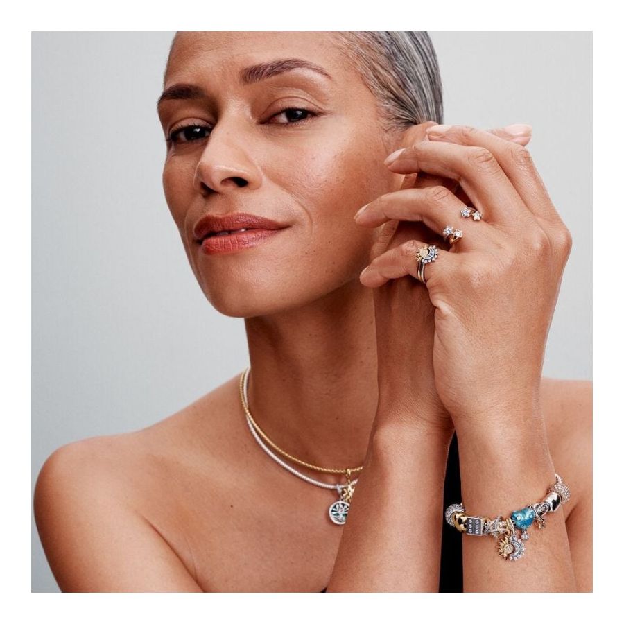Charm Heißluftballon Herz Blau Zirkonia Silber