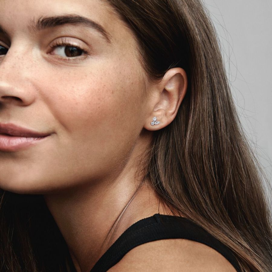 Ohrstecker Ohrringe Funkelnde Herbarium Cluster Silber