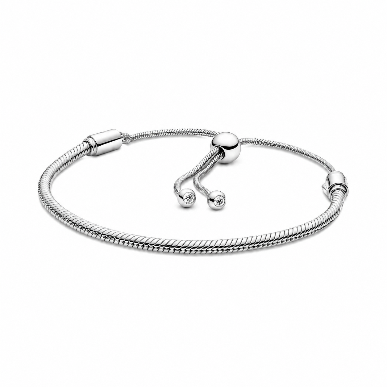 599652C01 Schlangen-Gliederarmband Schiebeverschluss Silber