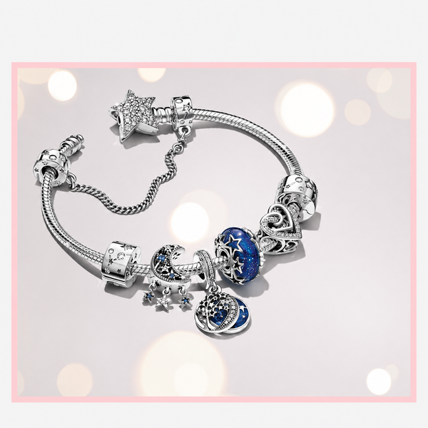 Charm Stern & Mondsichel Zirkonia Sterling-Silber