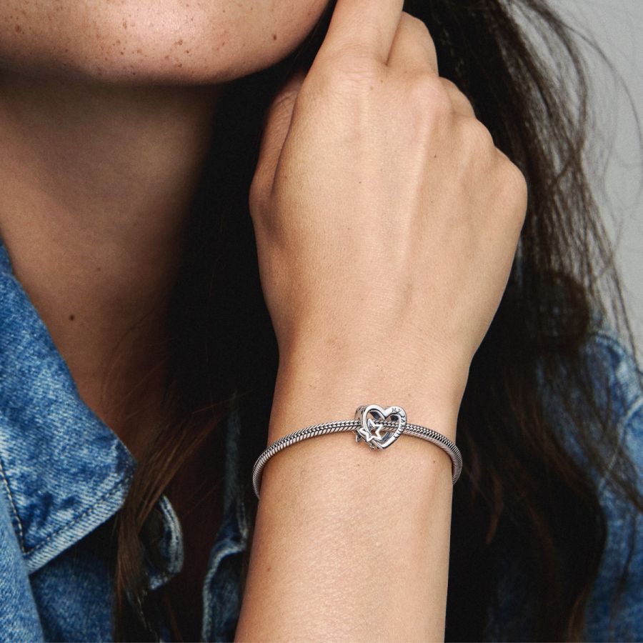 Charm Offen gearbeitetes Familie Herz & Stern Sterling-Silber