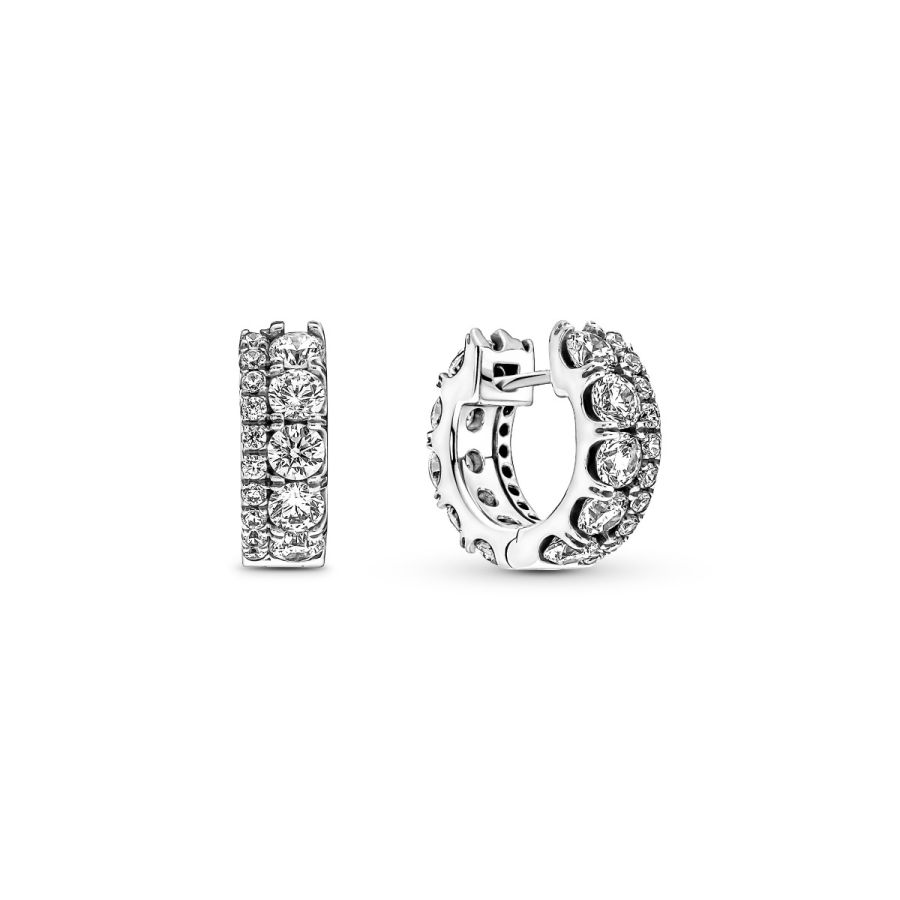 Ohrringe Creolen Doppelband Pavé Zirkonia Sterlingsilber Hauptbild