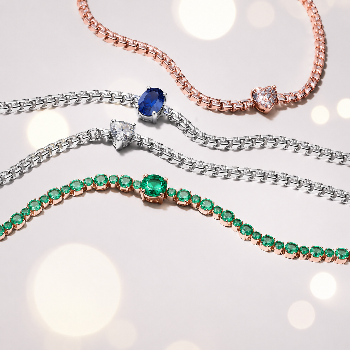 Tennisarmband Funkelndes Herz Zirkonia Silber