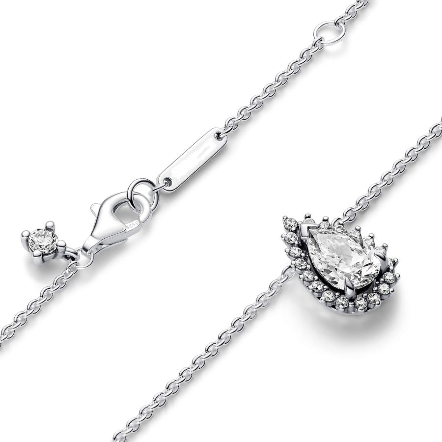 392832C01 Collier-Halskette Funkelnde Birnen-Kranz Zirkonia Silber