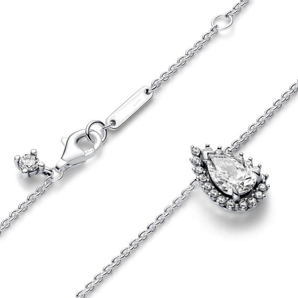 392832C01 Collier-Halskette Funkelnde Birnen-Kranz Zirkonia Silber