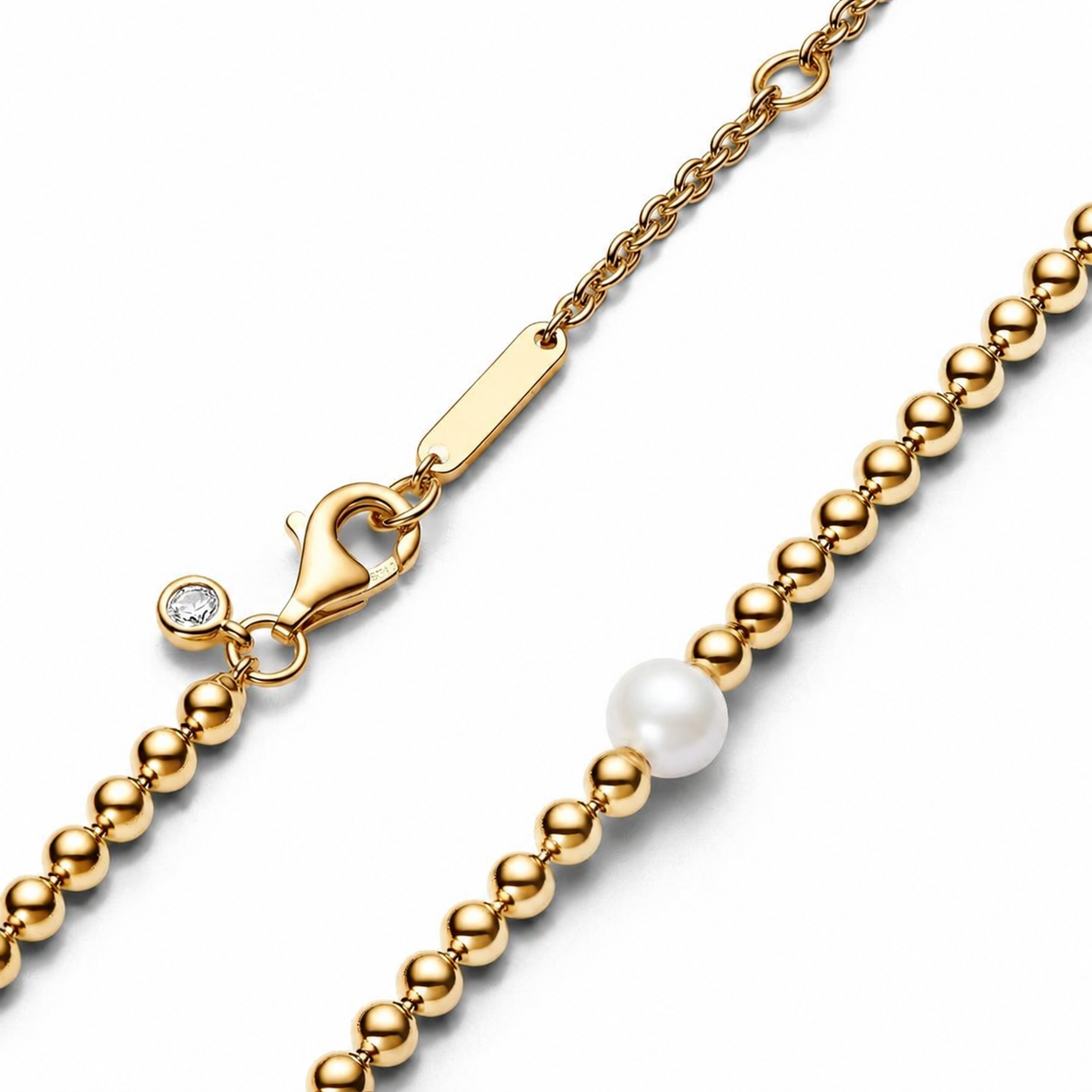 363176C01 Kette Collier Süßwasserzuchtperle Vergoldet