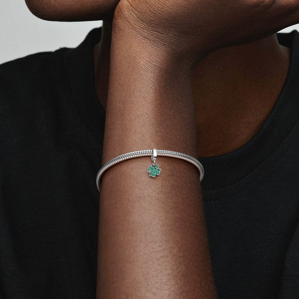 Charm-Anhänger Vierblättriges Kleeblatt Grün Silber