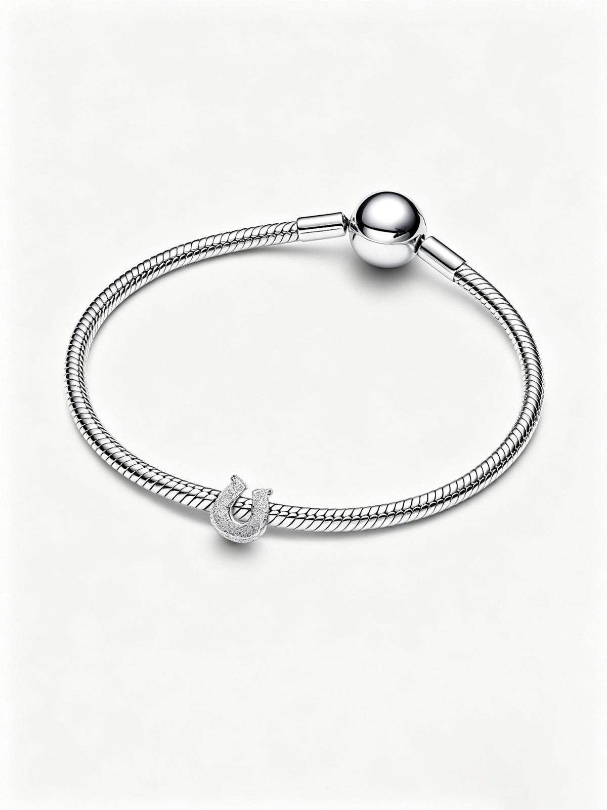 Strukturiertes Hufeisen Mini-Charm Sterling-Silber