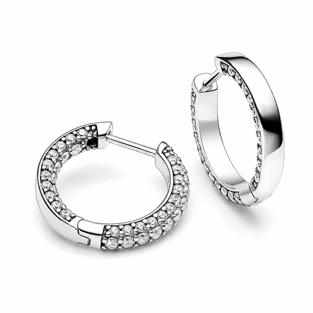 Ohrringe Creolen Timeless Einreihige Pavé Zirkonia Silber