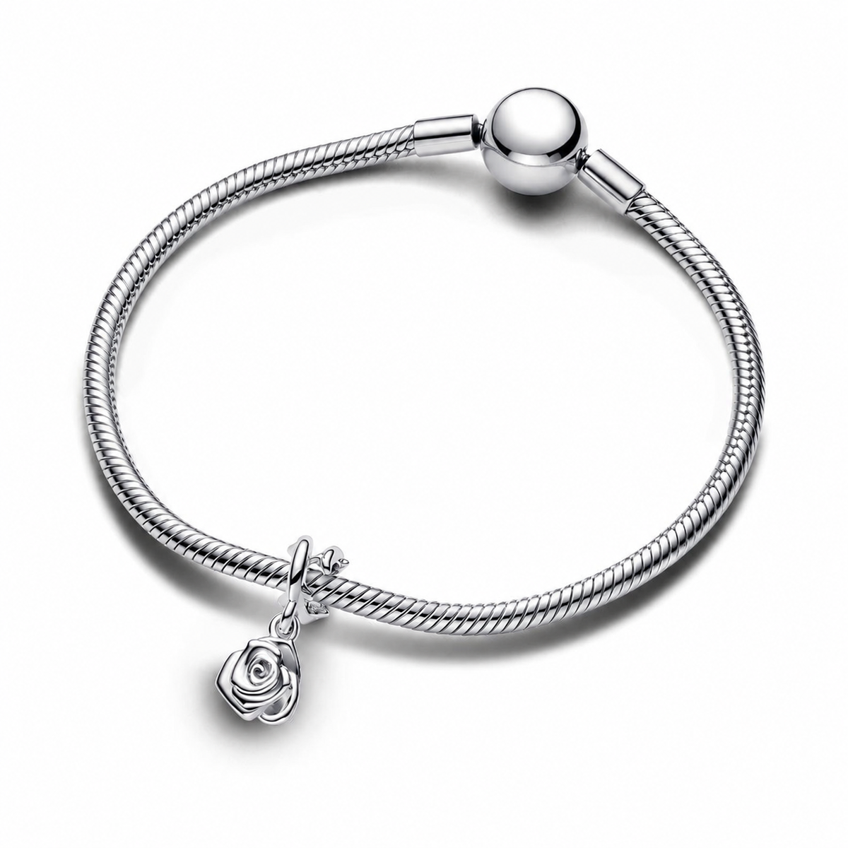 Charm-Anhänger Moments Blühende Rose Sterling-Silber