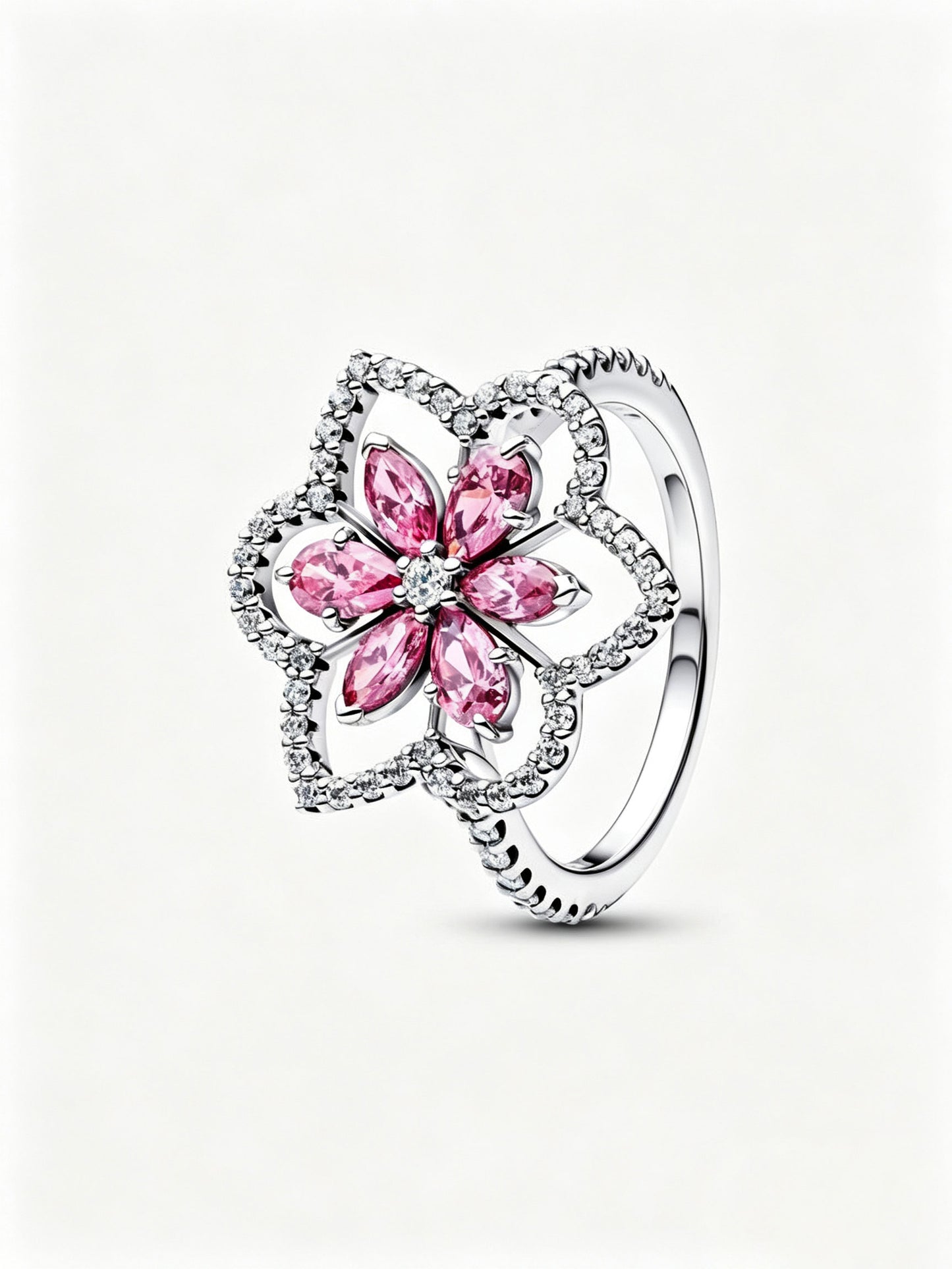Doppelte Blume Cocktailring Sterling-Silber