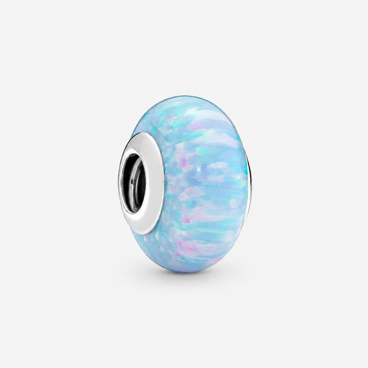 Charm Schillernder Ozeanblauer Synthetischer Opal Silber Hauptbild