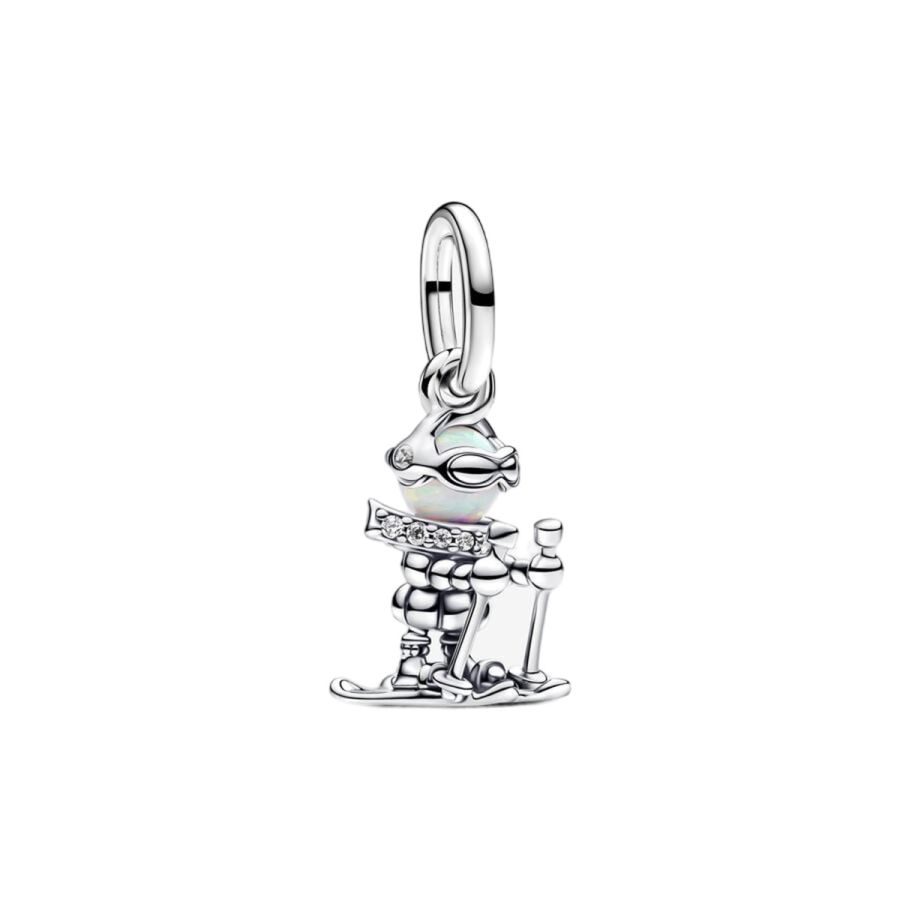 Charm-Anhänger Skifahrer Sterling-Silber