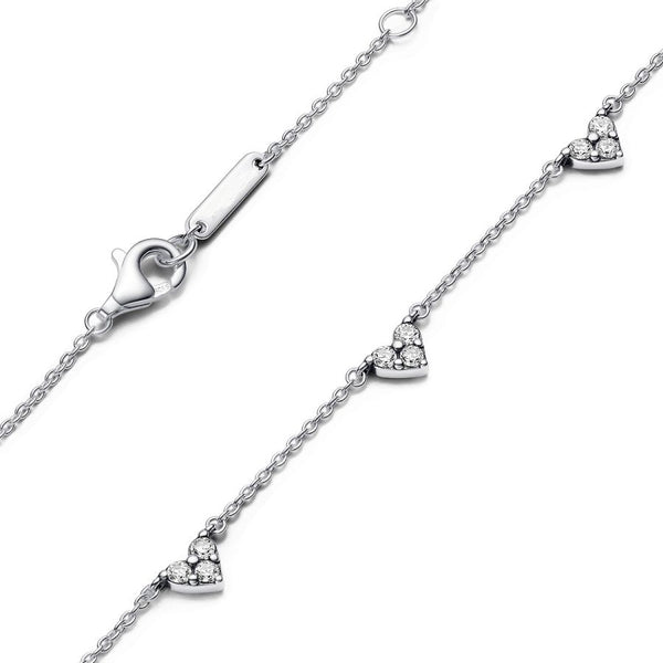 393160C01 Halskette Dreifachstein Herz Zirkonia Silber