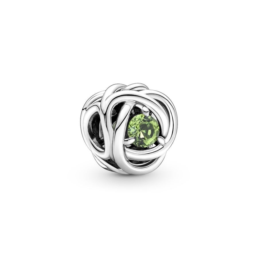 Charm August Geburtsstein Frühlingsgrüner Ewigkeitskreis Silber