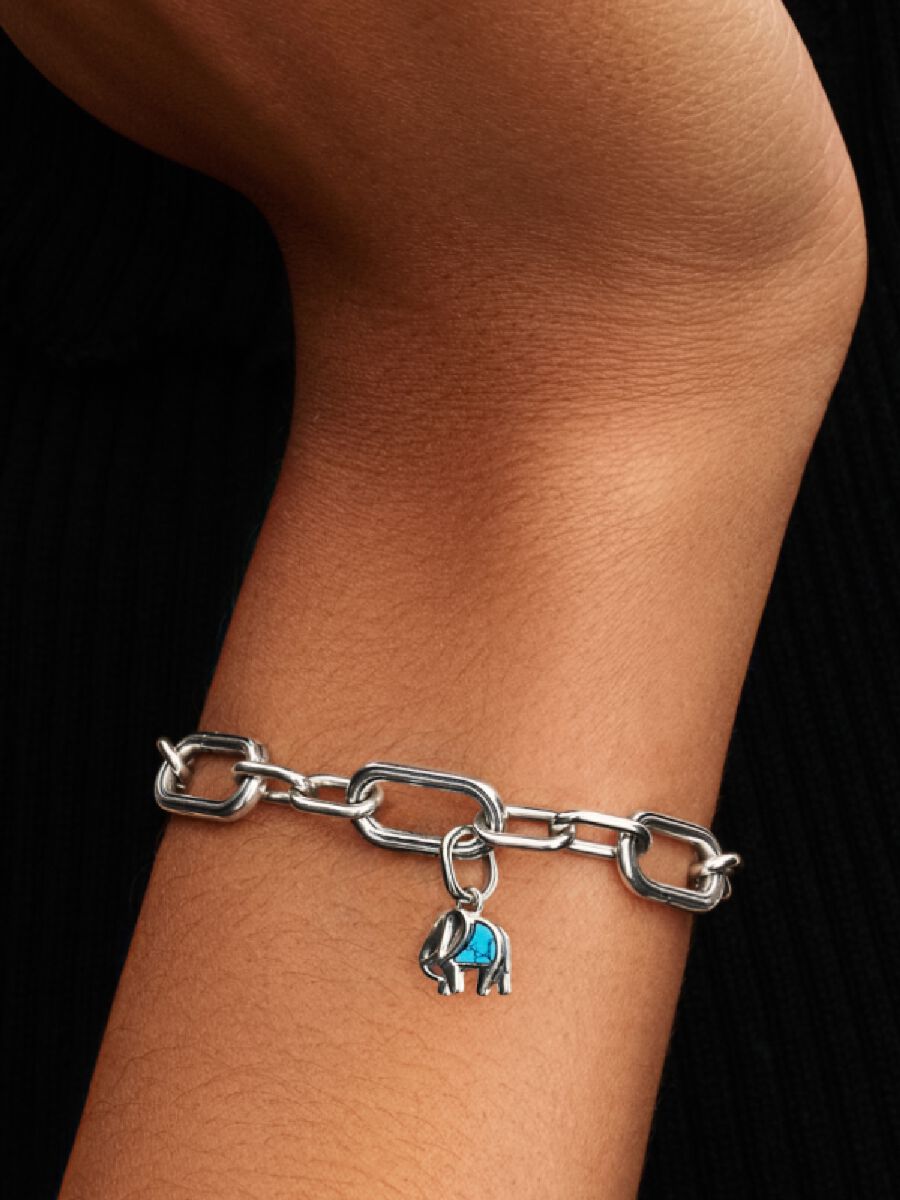 Türkisfarbener Elefant Mini-Charm-Anhänger Sterling-Silber