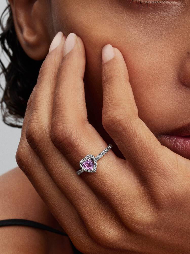 Erhabenes Hellviolettes Herz Ring Sterling-Silber Zweitbild