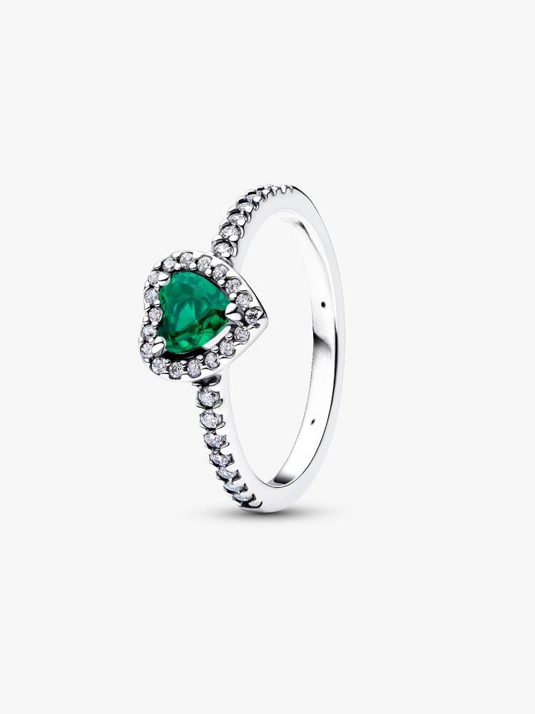 Erhabenes Royalgrünes Herz Ring Sterling-Silber