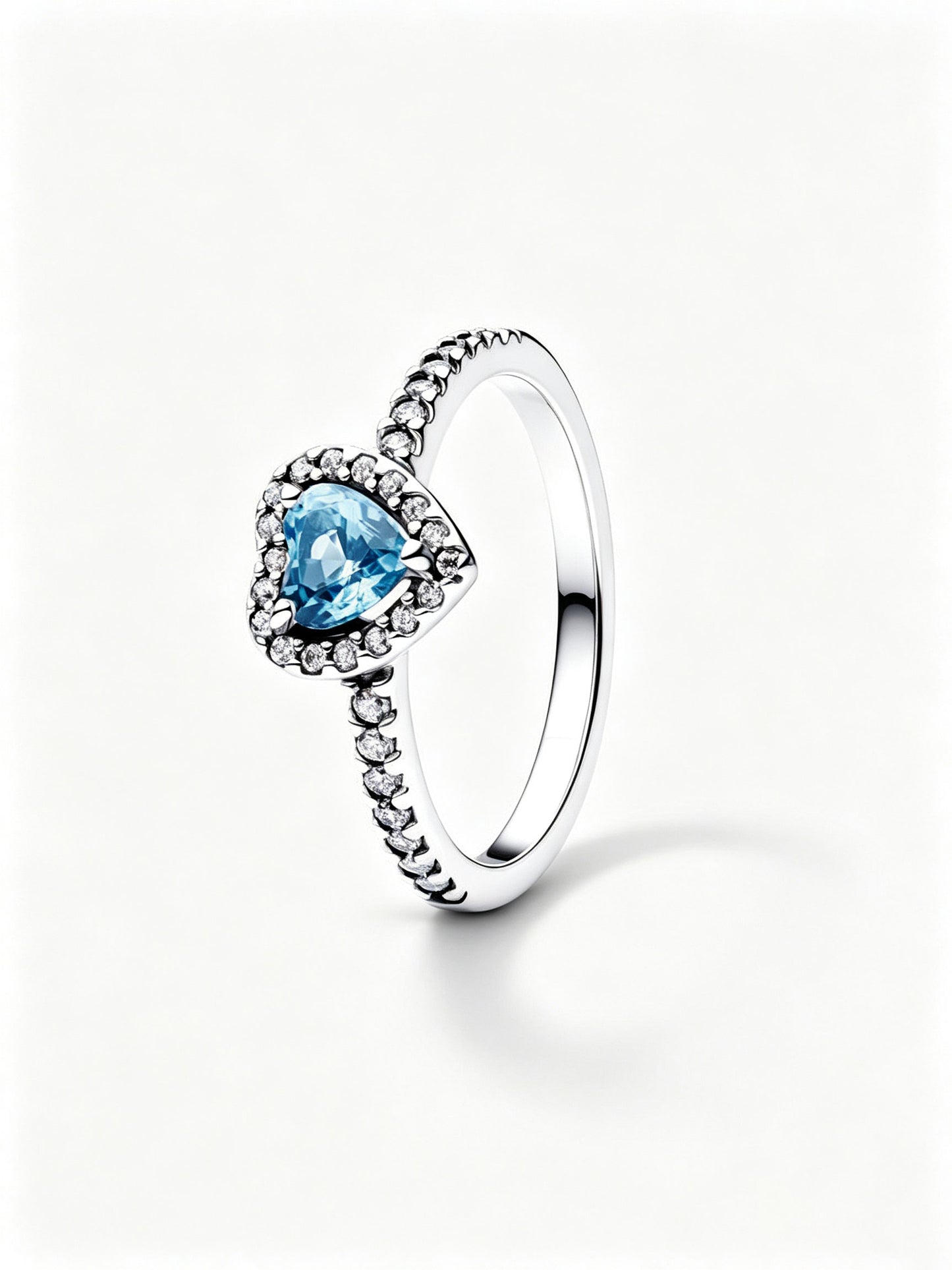 Erhabenes Hellblaues Herz Ring Sterling-Silber