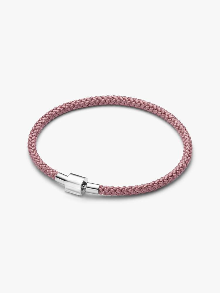 Schimmerndes Rosafarbenes Kordel-Armband Sterling-Silber