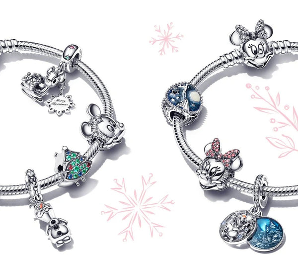 Charm-Anhänger Micky Minnie Maus Kuss Rotes Murano-Glas