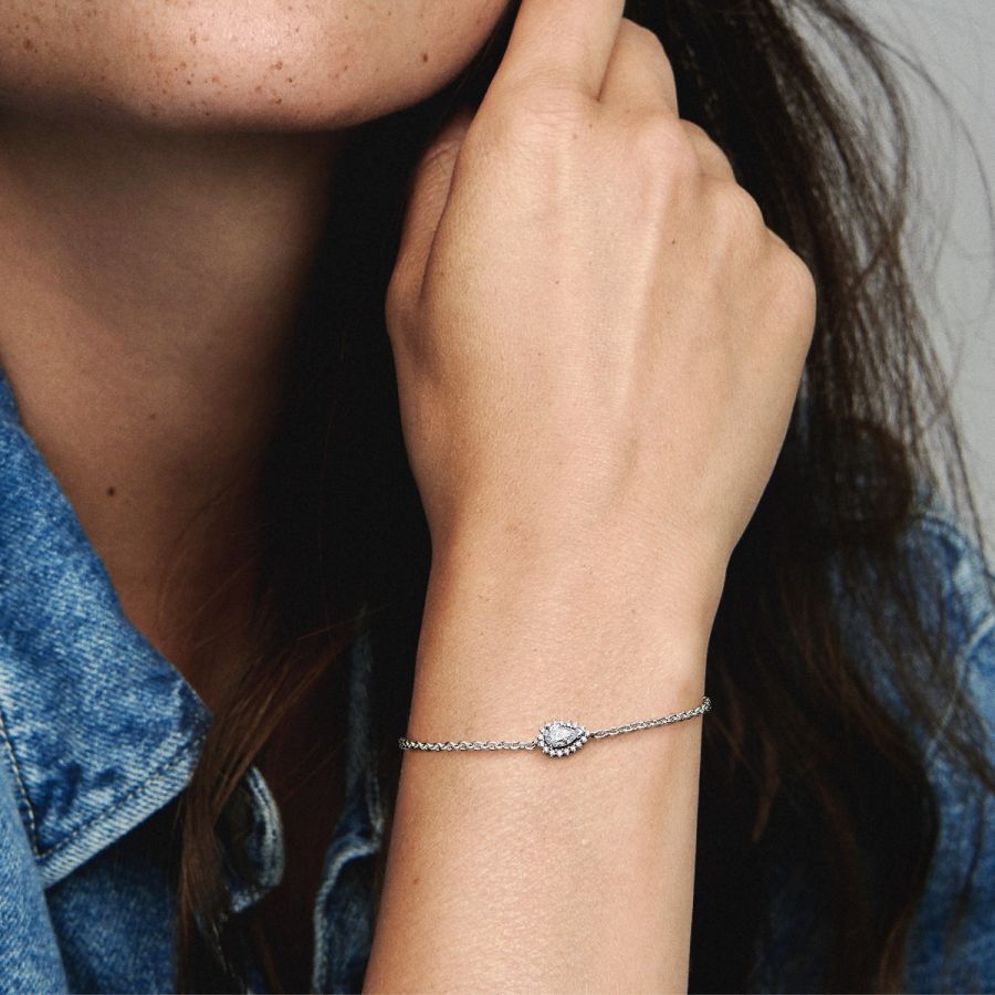 Gliederarmband Funkelndes Birnen-Kranz Zirkonia Silber