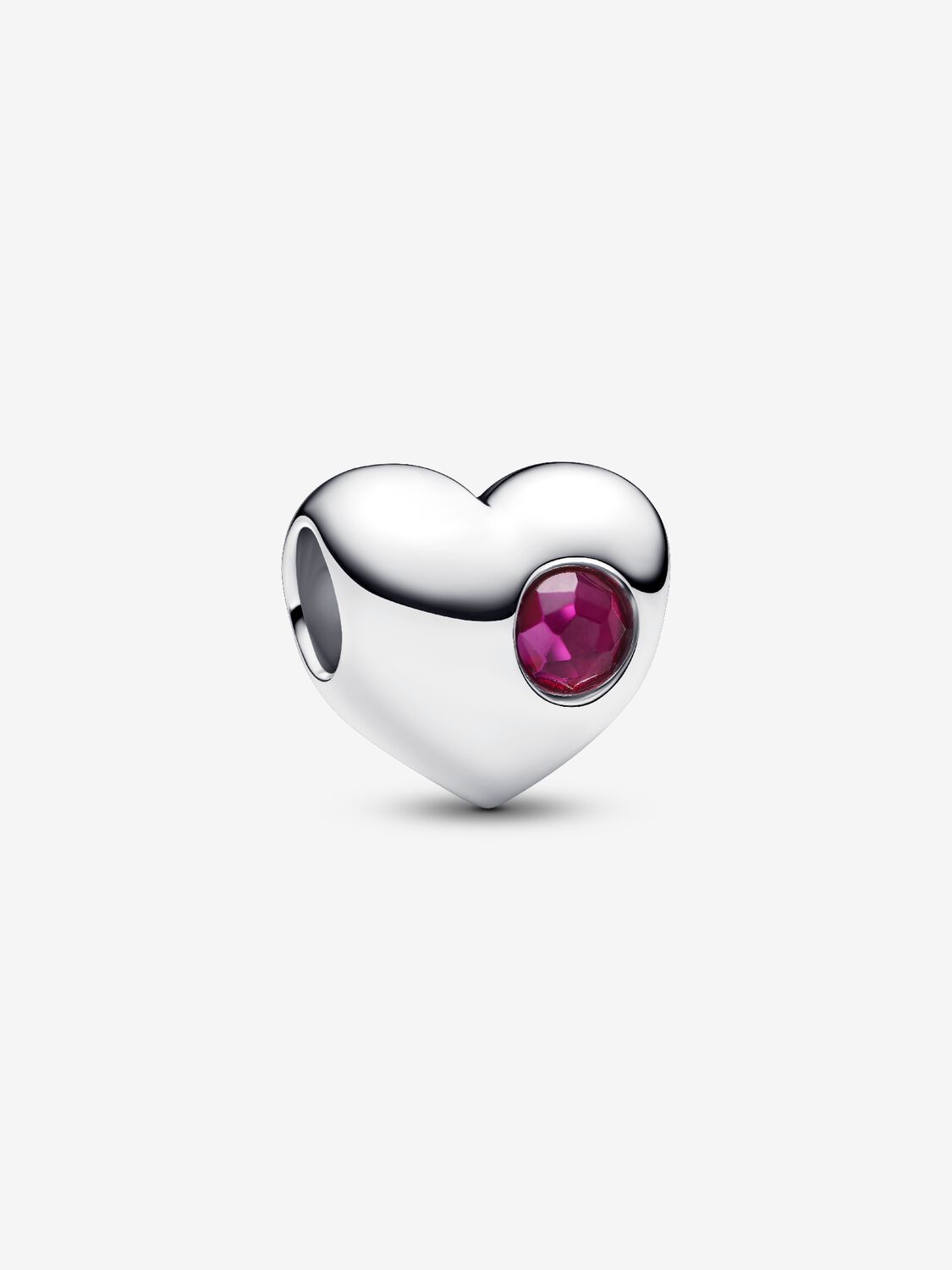 Gravierbares Echtroter Stein Herz-Charm Sterling-Silber